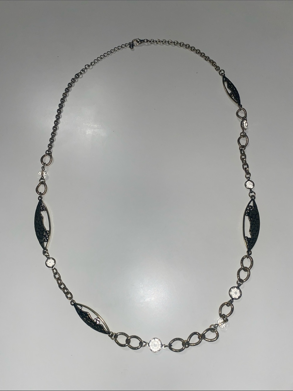 Vintage Gold Chain Crystal Accent Necklace